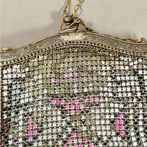 Whiting & Davis Antique Mesh Bag Flapper Purse 1920s Fringe Marked - Picture 10 of 10